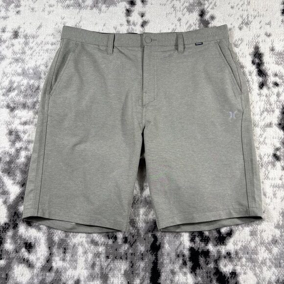 Hurley Hybrid Spacedye Shorts Mens Size 34 Green Gray Performance Stretch - Picture 1 of 13